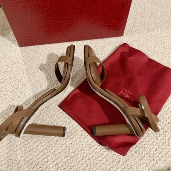 Tamara Mellon Sienna Brown Pillow-Top Solar 100 Nappa Leather Heeled Sandals - Picture 8 of 11